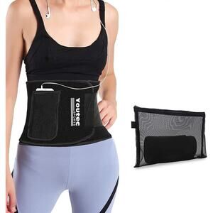Women Waist Tummy Trimmer Sweat Band Body Shaper Belt Wrap Girdle with Phone Bag
